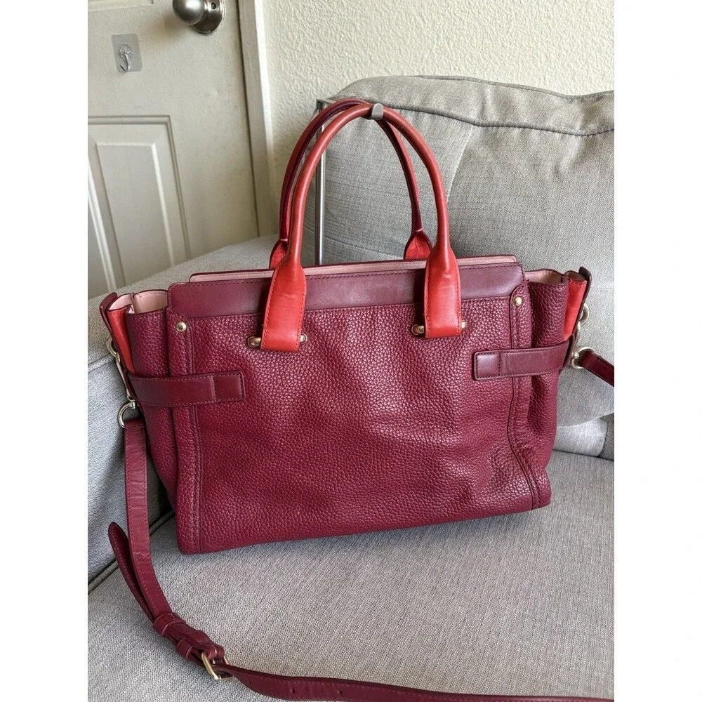 Coach Swagger 32 Carryall Two Tone Leather top-handle Satchel Crossbody bag EUC